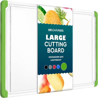 Plastic Cutting Board for Kitchen - Extra Large Cutting Board 18 Inch Reversible Chopping Board, Juice Groove, Non Slip Feet, Dishwasher Safe, BPA Free Large Cutting Board for Meat Vegetables Fruit