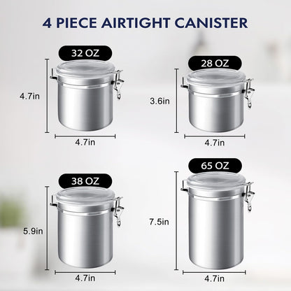 ENLOY 165oz Stainless Steel Airtight Canister for Kitchen, Large Flour Coffee Bean Tea Cereal Sugar Cookie Metal Food Storage Canisters with Clear Lid and Sturdy Locking Clamp (7.7 * 7.7 * 8.4in)