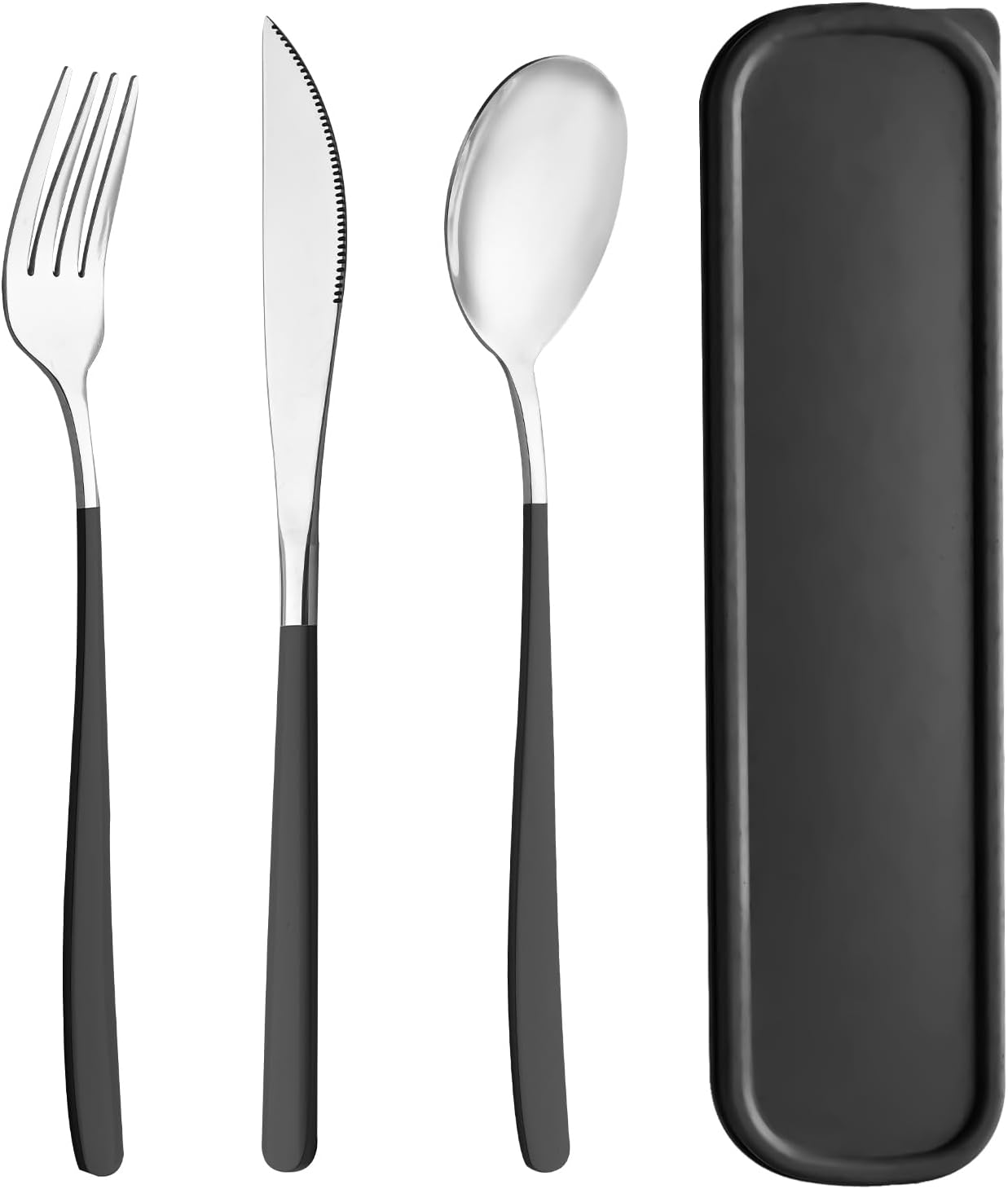 Travel Utensils with Case, 2 Sets Reusable Utensils Set with Case, Camping Utensil Set, Portable Silverware Lunch Utensils Set for Work Camping School(Beige, Pink)