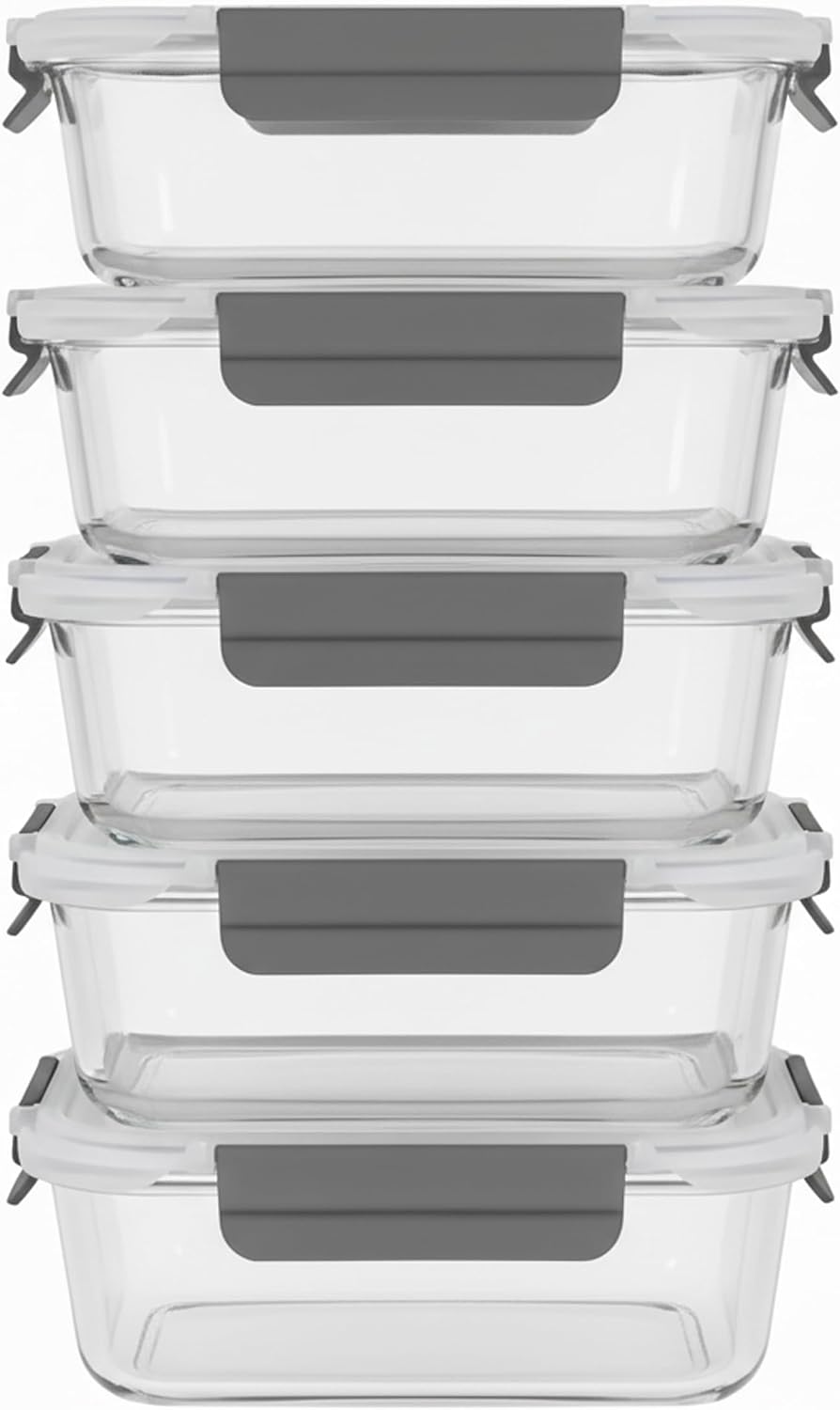 ECOBERI Glass Meal Prep Containers with Silicone Sleeves, 3 Piece 4.5 Cup Set, Borosilicate Glass Food Storage with Leak-Resistant Lids, Oven, Microwave, Freezer and Dishwasher Safe