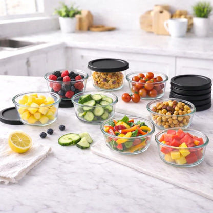 6-Piece Glass Food Storage Containers Set (3 Containers + 3 BPA-Free Lids) | 2-Cup, Leakproof | Microwave, Freezer, Oven & Dishwasher Safe | Ideal for Meal Prep & Pantry Organization, Pistachio