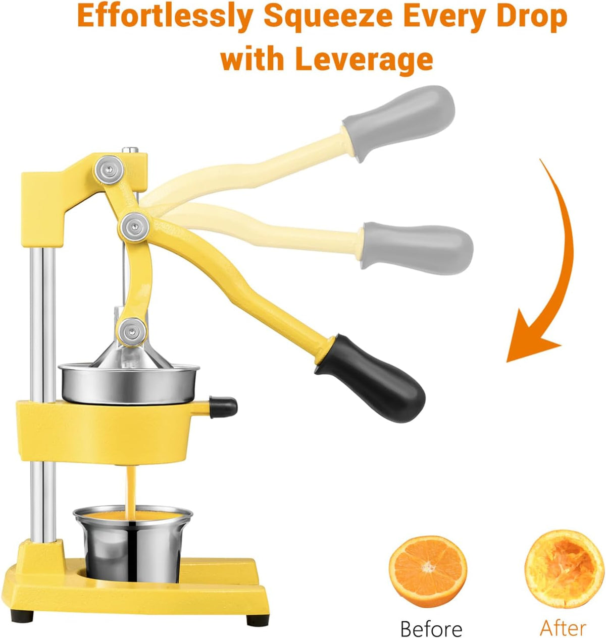 TONGCHANT Cast Iron Manual Juicer for Orange Lemon Citrus Fruit & Lime