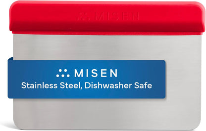 Misen Stainless Steel Bench Scraper - Versatile Food Scraper with Blue Handle - Ideal for Kitchen, Pastry & Dough - Durable Cutting Board Scraper Tool for Effortless Transfer into Pots & Pans - Blue