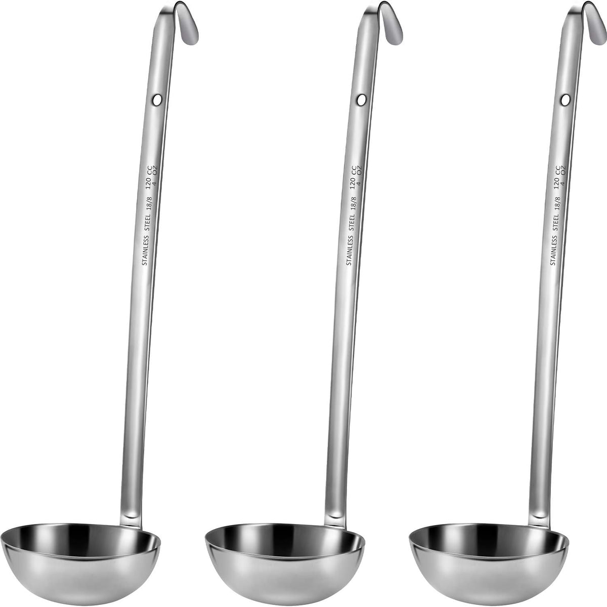 meekoo Stainless Steel Ladles Soup with Long Handle, 6oz
