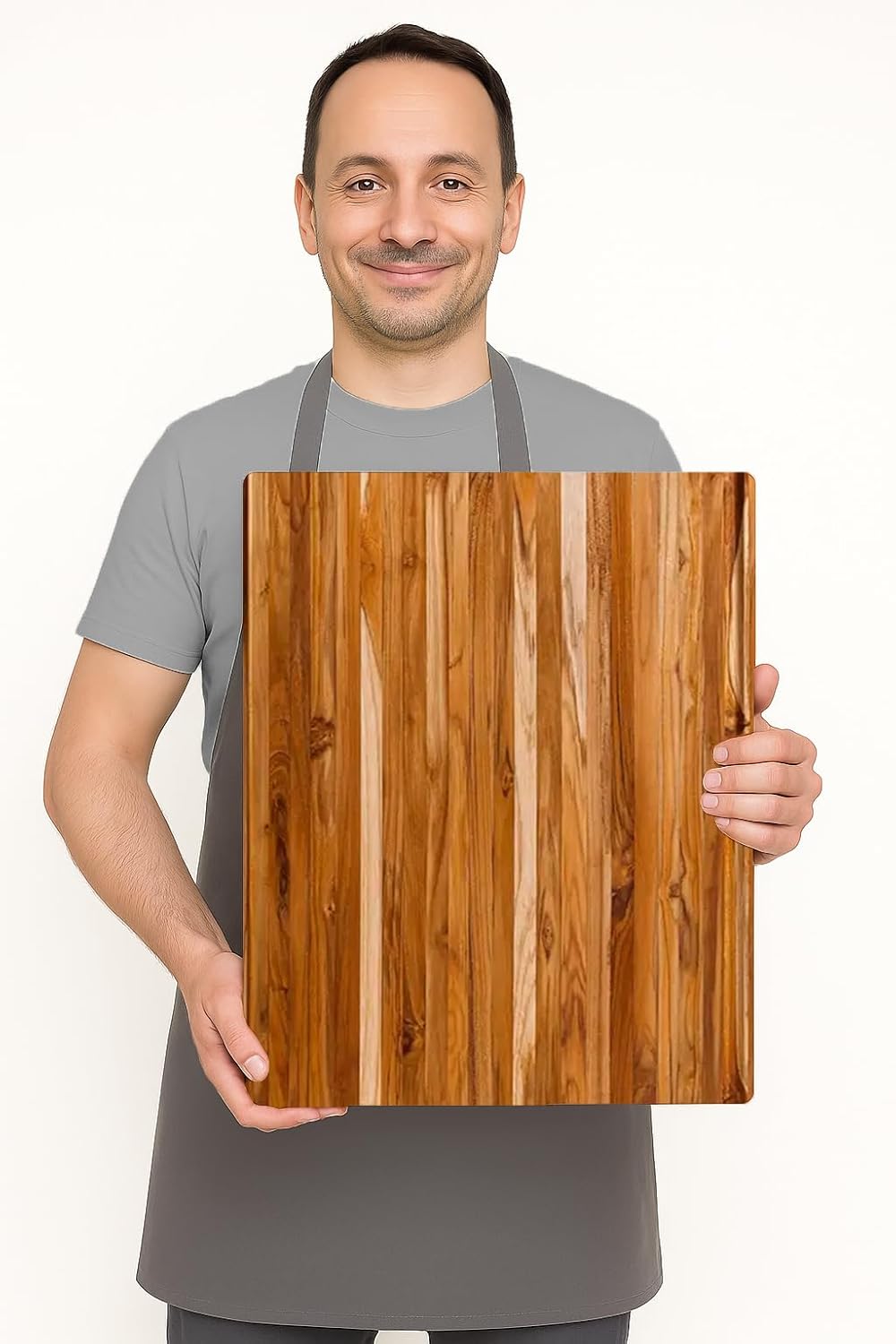 Teakhaus Edge-Grain Teak Wood Cutting Board with Grip Handles, Extra Large