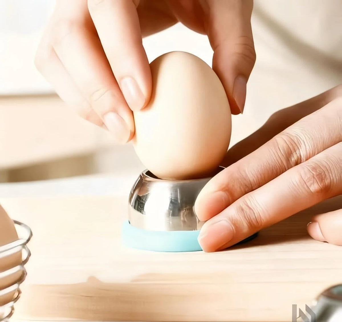 Stainless Steel Egg Piercer - Egg Opener for Hard Boiled Eggs, Egg Poker with Sharp Pin & Anti-Slip Base, Perfect Hard Boiled Egg Peeler Tool, Easy Peel Kitchen Gadget Gift (Blue(simple))