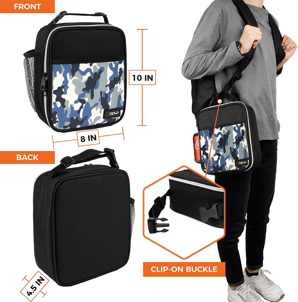 opux Premium Insulated Lunch Box, Soft School Lunch Bag for Kids Boys Girls, Leakproof Small Lunch Pail Men Women Work, Reusable Compact Cooler Tote Lunchbox for Office Adult, Black