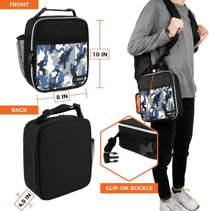 opux Premium Insulated Lunch Box, Soft School Lunch Bag for Kids Boys Girls, Leakproof Small Lunch Pail Men Women Work, Reusable Compact Cooler Tote Lunchbox for Office Adult, Black