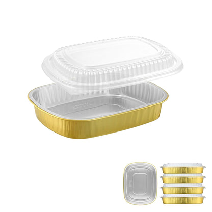 Oval Aluminum Foil Takeout Containers with Lids (5 Pack) – 2X Thicker Heavy Duty Black Food To-Go Trays for Restaurants, Delivery, Meal Prep & Food Service, 25oz