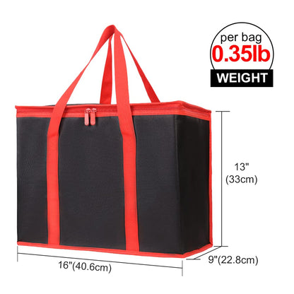 Bodaon Insulated Food Delivery Bag, XXXL Pizza Delivery Bags for Hot and Cold Food, Commercial, Large Capacity Reusable Warming Bag, Catering Cooler Bag for Rideshare, Warmers for Parties (Black, 1Pk)