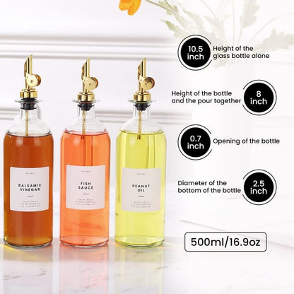 Molimoli - Premium Olive Oil Dispenser Bottles for Kitchen with Pourer - Oil and Vinegar Dispenser Set, Glass Dispenser for Kitchen, Dispenser Bottle of 350ml