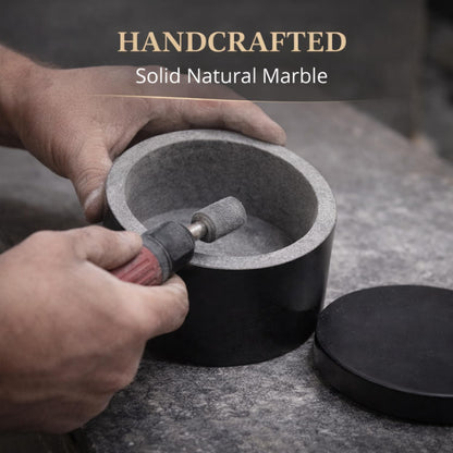 Round Marble Salt Box With Lid, 3.5" x 2"