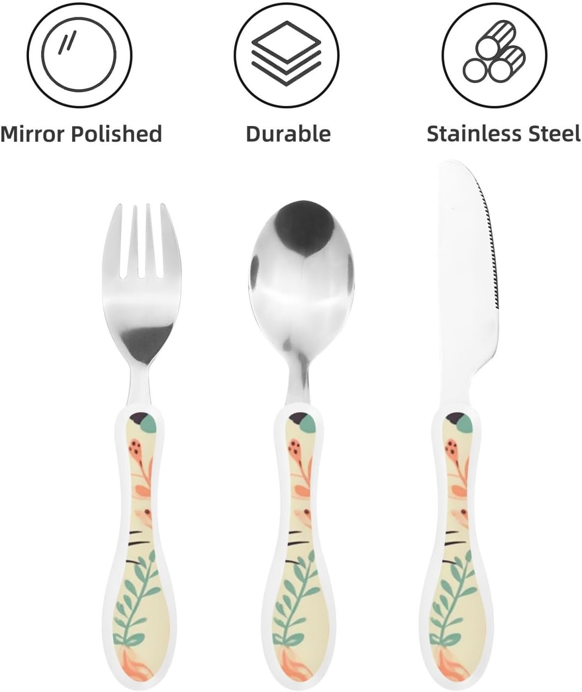 3-Piece Kids Silverware Set With Storage Case, Stainless Steel Reusable Children Safe Knife Spoon Fork Set Cute Kittens Children Flatware Set For Kids Lunch Box