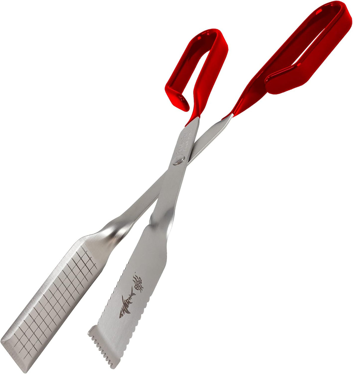 Steak Grill Tongs for Kitchen & Outdoor Cooking, 13 Inch Long Reach Pro-Grade, Scissor-Style Utensil - Perfect for Air Frier and Oven Use (Red)