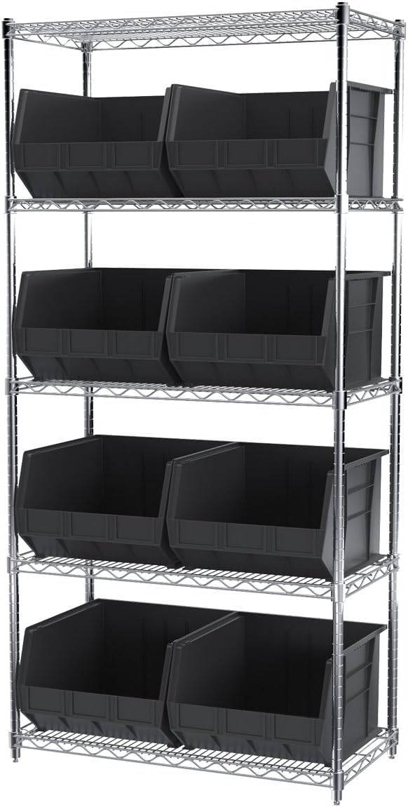 Akro-Mils 30270 AkroBins Plastic Storage Bins, Space-Saving Stackable Bins for Garage, Pantry, Craft Organization, 18" x 16" x 11", Clear, 3-Pack
