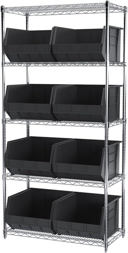 Akro-Mils 30270 AkroBins Plastic Storage Bins, Space-Saving Stackable Bins for Garage, Pantry, Craft Organization, 18" x 16" x 11", Clear, 3-Pack