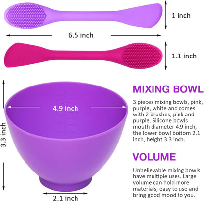 Silicone Mixing Bowl for Melting Chocolate, 6PCS (Green, Grey, White)