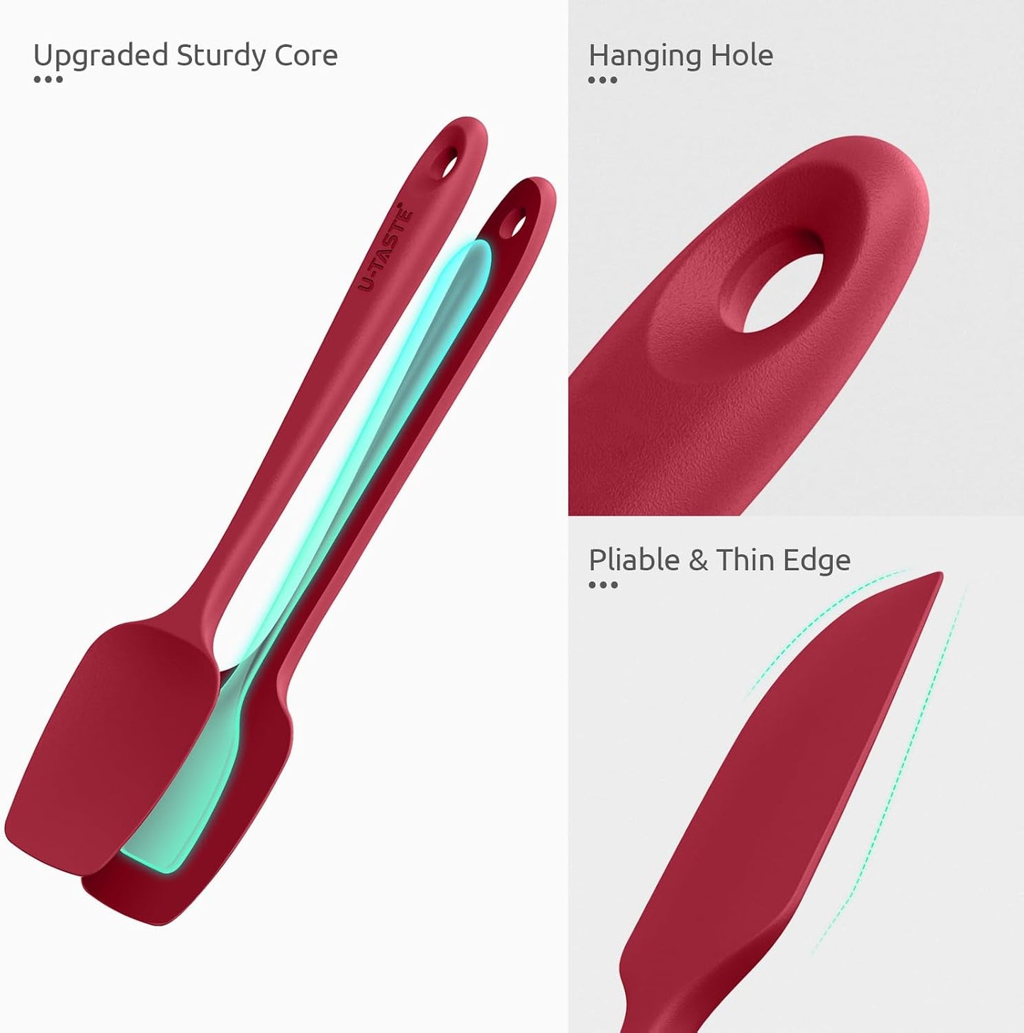 U-Taste Silicone Spatula Set with 600 Degrees Fahrenheit Heat Resistant (Black)