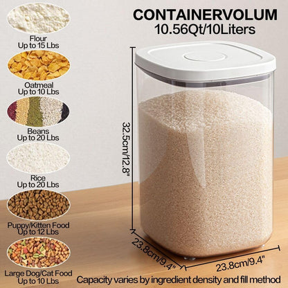 25 Lbs Airtight Rice Dispenser, Rice Storage Container,Dry Food Holder for Flour, Sugar, Cereal, Dog & Cat Food, Kitchen Pantry Organization
