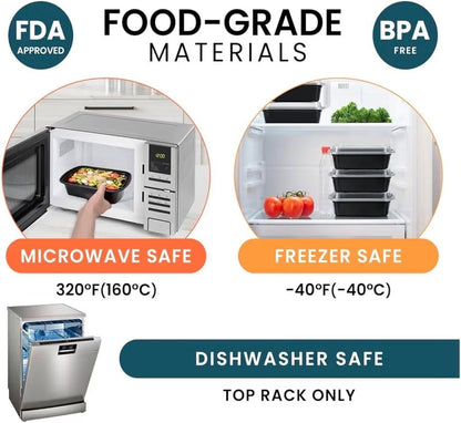 38oz Meal Prep Containers, Extra Large &Thick Food Storage Containers with Lids, Reusable Plastic,Disposable Bento Box,Stackable,Microwave/Freezer/Dishwasher Safe, BPA Free (35 Containers)