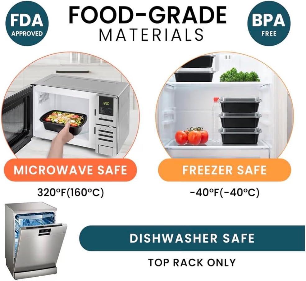 38oz Meal Prep Containers, Extra Large &Thick Food Storage Containers with Lids, Reusable Plastic,Disposable Bento Box,Stackable,Microwave/Freezer/Dishwasher Safe, BPA Free (35 Containers)