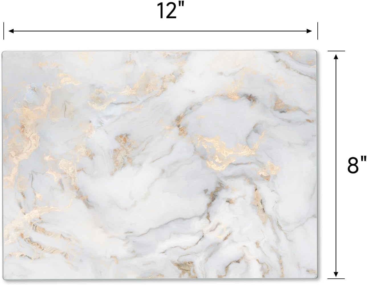 JAMBALAY Tempered Glass Cutting Boards for Kitchen, Gold 12"x8" & 16"x12" Glass Cutting Board Set with Marble Design, With Non Slip Foot, Shatter and Heat Resistant, Dishwasher Safe