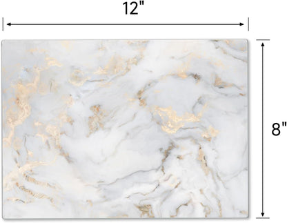 JAMBALAY Tempered Glass Cutting Boards for Kitchen, Gold 12"x8" & 16"x12" Glass Cutting Board Set with Marble Design, With Non Slip Foot, Shatter and Heat Resistant, Dishwasher Safe