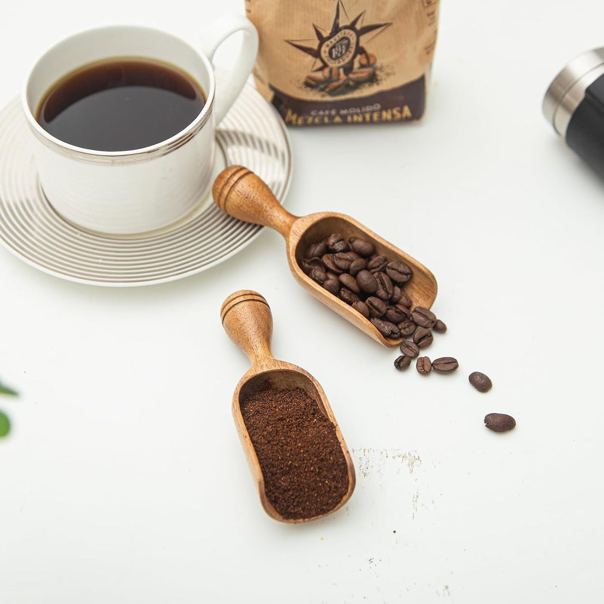 Wooden Scoops for Canisters Wooden Scoop for Jars Acacia 5″ Med-size Flour Scoop Coffee Scoops for Ground Coffee Measuring Spoon for Bath Salt Scoop Wood Laundry Detergent Shovel -Multipurpose