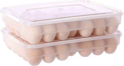 Sooyee 2 Pack Covered Egg Holders for Refrigerator,Clear 2X24 Deviled Egg Tray Storage Box Dispenser,Stackable Plastic Egg Cartons,Egg Holder Countertop(48 Eggs)