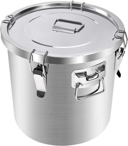 25lb Stainless Steel Containers with Lids, 12L/3.1gal 304 Stainless Steel Storage Containers, Metal Bird Seed Storage Container for Rice Flour Sugar Grain Coffee Bean Kitchen Jar