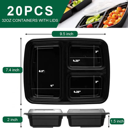 Meal Prep Containers [20 Pack] 1 Compartment 32OZ Food Storage Containers with Lids, Reusable Bento Boxes, BPA Free, Stackable, Microwave/Dishwasher/Freezer Safe