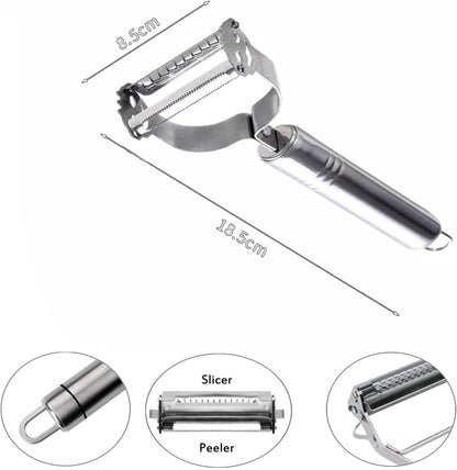 2 Pack Crinkle Cutter & 2-in-1 Vegetable Peeler Set – Stainless Steel French Fry Cutter, Wavy Potato Chopper, Julienne & Straight Peeler for Carrot, Cucumber, Fruit, Veggie Prep