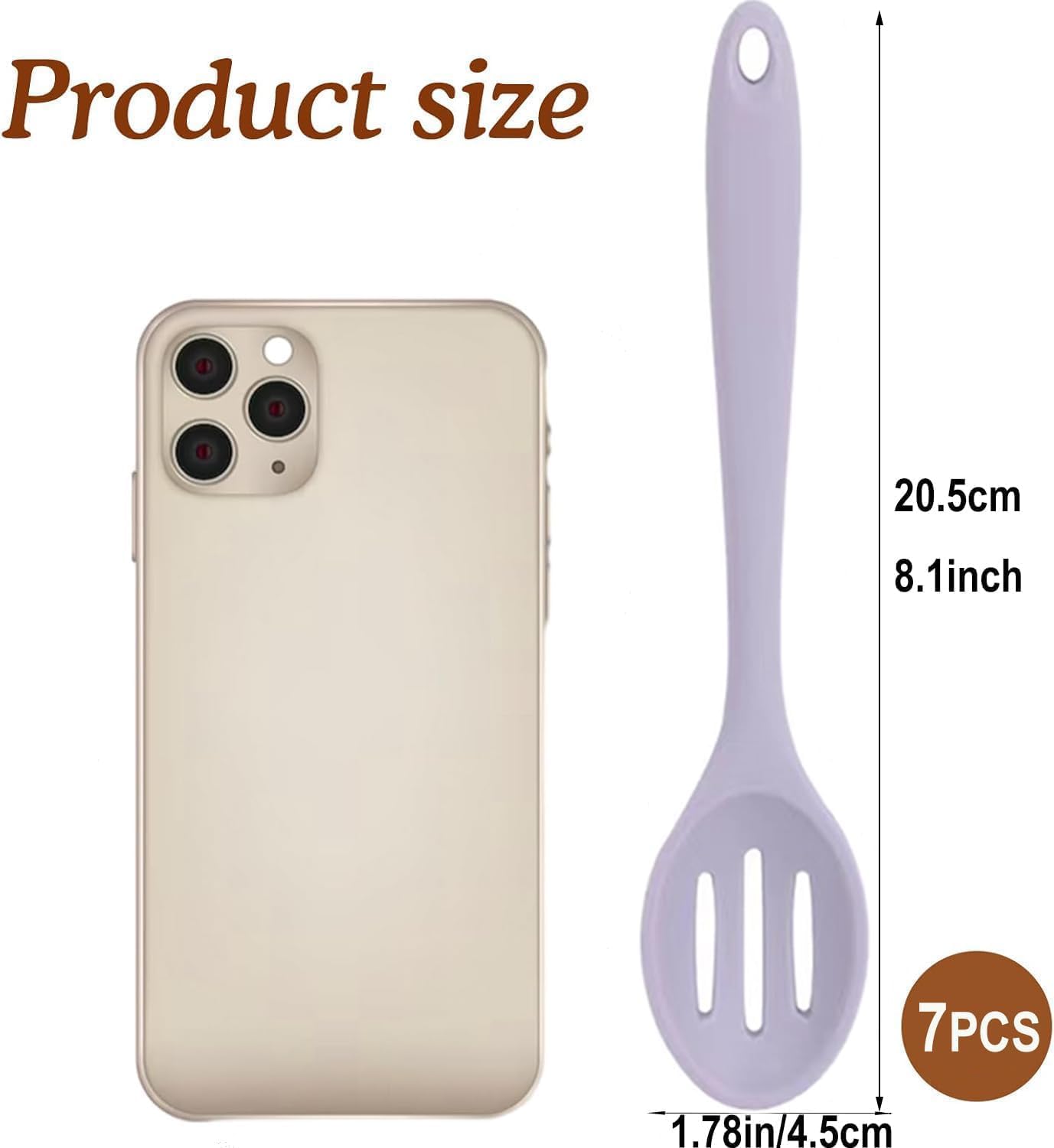 7PCS Silicone Serving Spoons Set,Vituer Heat Resistant Kitchen Mixing Slotted Spoons for Cooking,Non-stick Silicone Basting Spoon Slotted Spoons Utensil for Mixing,Baking, (7Light Colors,8.1")