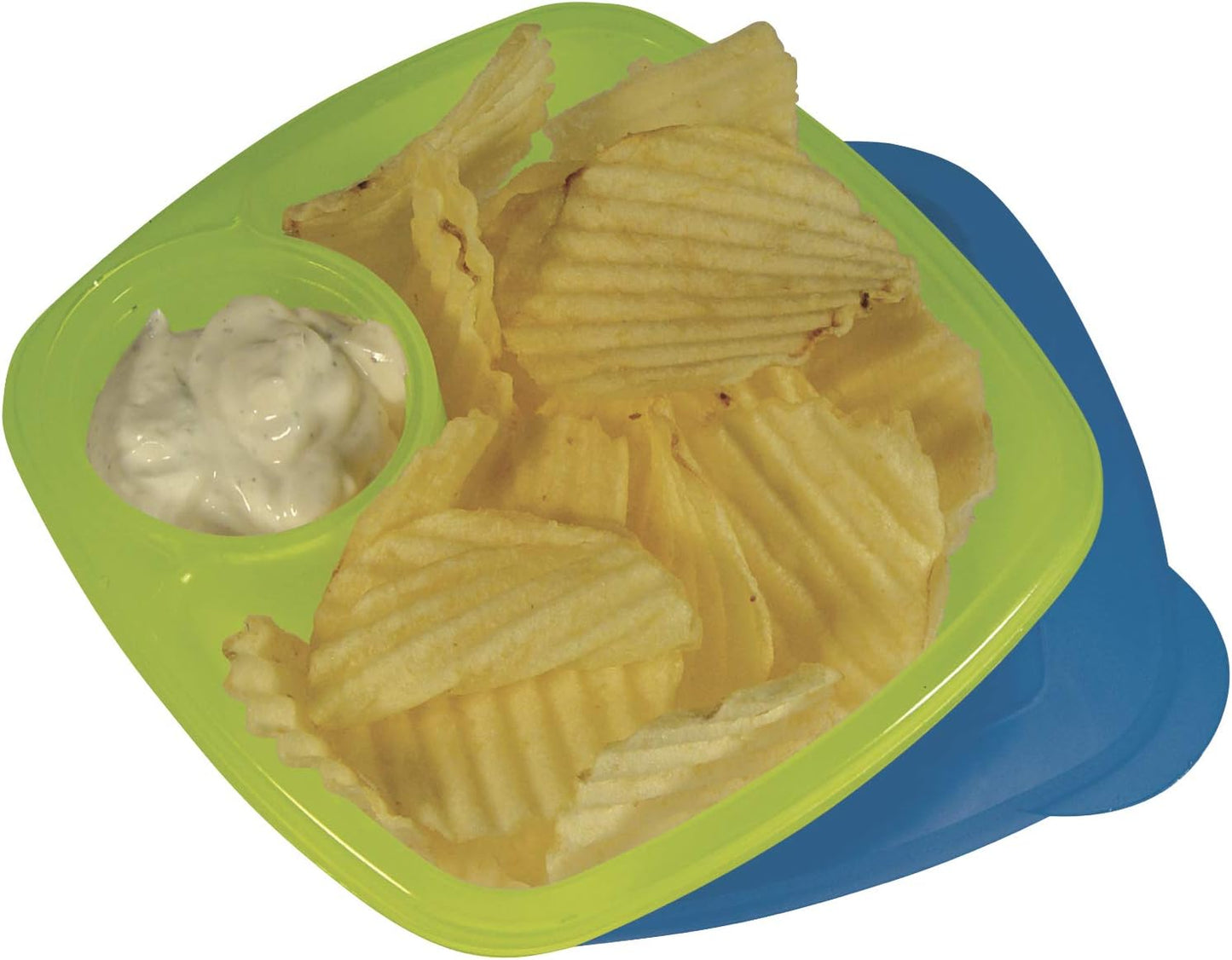 COMPAC HOME Take A Dip Food Container Set - 2 Pack Lunch Containers with Side Compartments for Dips, Fruit, Chips, Sandwiches, Meal Prep Organization
