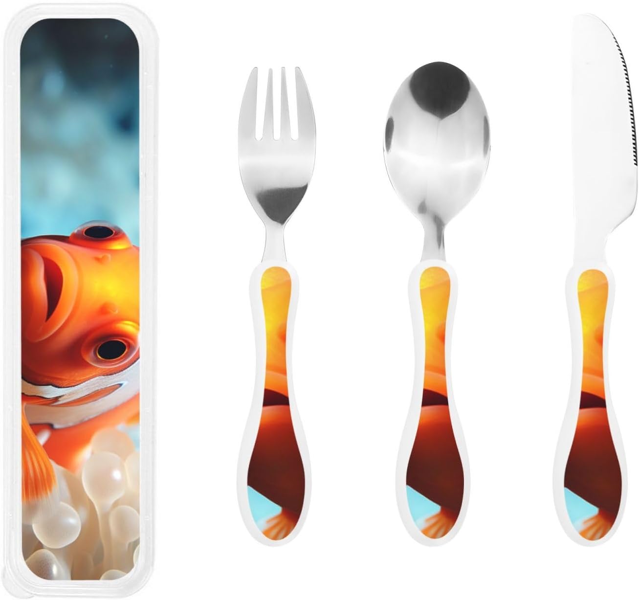 3-Piece Kids Silverware Set With Storage Case, Stainless Steel Reusable Children Safe Knife Spoon Fork Set Blue Active Girl Running Sunset Children Flatware Set For Kids Lunch Box - Colors A