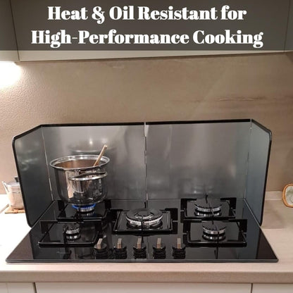 3 Sided Foldable Splatter Guard, Stainless Steel Grease Splatter Screen, Non-Stick Oil Splash Guard, Anti-Grease Cooking Shield, Heat-Resistant Stove Protector with Safe Edge, Easy to Clean (Medium)