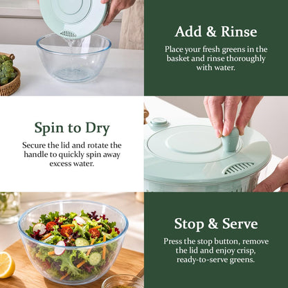 Salad Spinner & Vegetable Cutter, 2-in-1 Drain Bowl & Lettuce Spinner