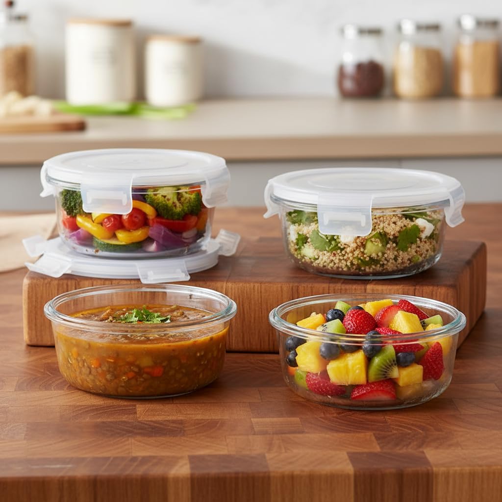 16oz Square Glass Food Storage Containers With Lids, 2 Cup Square Glass Food Containers With Lids, BPA free Small Meal Prep Bowls for leftovers, Dishwasher, Freezer Safe (8Pack)