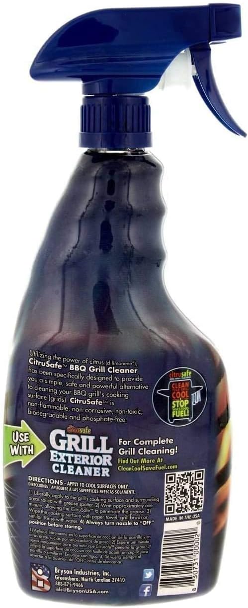 Grill Cleaning Spray - BBQ Grid and Grill Grate Cleanser by Citrusafe (3, 23oz)