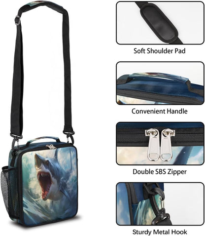 cfpolar Skull Skateboard Lunch Box for Boys Girls, Insulated Lunch Bags for Kids Reusable Mini Cooler Lunch Tote Lunchbox Thermal Meal Tote Kit with Shoulder Strap for Work School Picnic