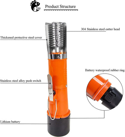 Electric Fish Scaler Remover, Waterproof with Stainless Steel Blades