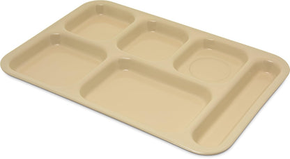 Carlisle FoodService Products Melamine Lunch Tray with 4 Compartments, Right Handed Cafeteria Tray with Divided Compartments for Food, 10" x 9.75", Dark Blue