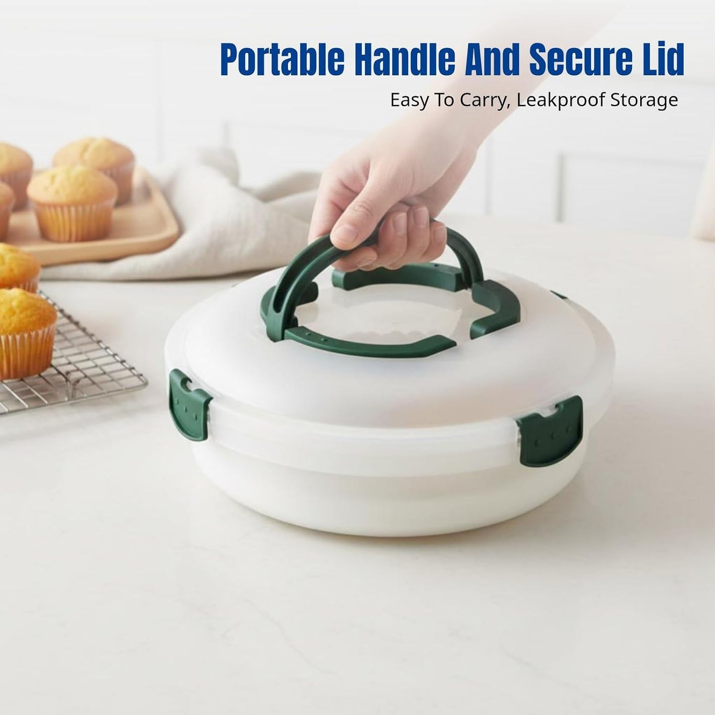 Muffin Tart Cookie Dessert Keeper, Cupcake Container Portable with Handle, Egg Holder Cake Keeper, Pie Cake Carrier with Lid for Dishes Vegetables