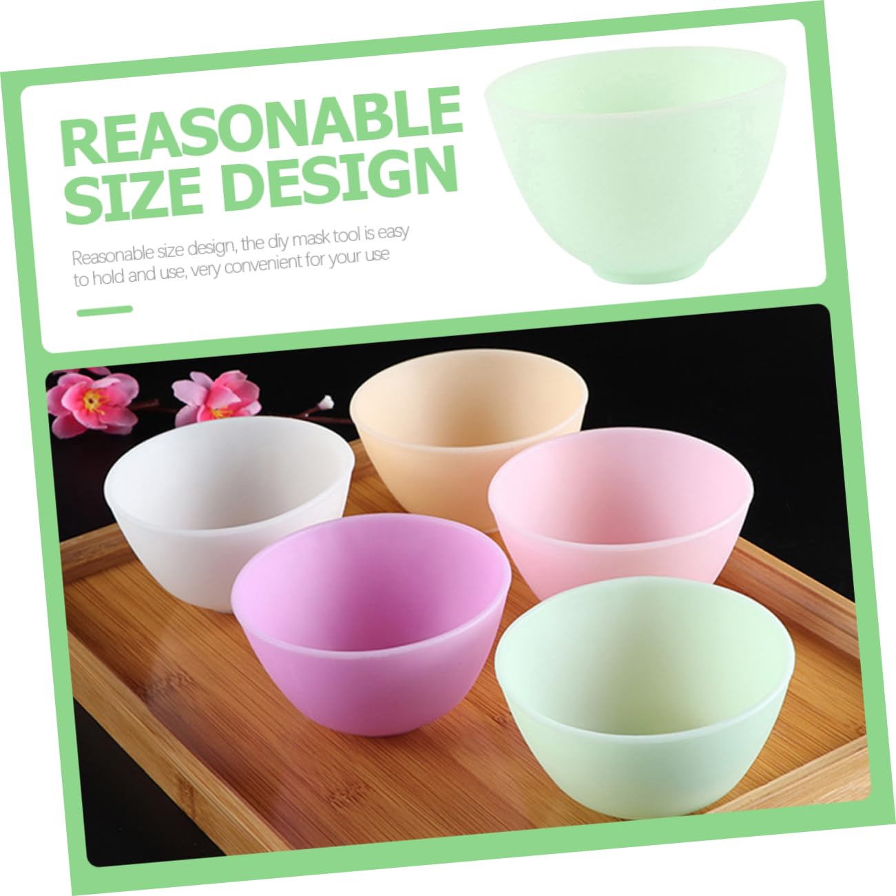 Didiseaon Silicone Mask Mixing Bowl Set 5pcs Facial Mask Mixing Bowl Spa Supplies Non-slip Easy to Clean