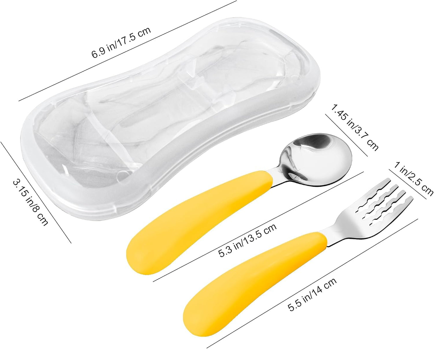 VANRA 2 Pieces Toddler Fork and Spoon Set with Travel Case 18/8 Stainless Steel Toddler Utensils Kids Silverware Children Flatware Child Cutlery Set for School Lunch Box (Blue)