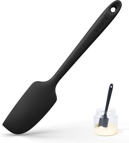 U-Taste Small Mini Silicone Spatula, 9in Rubber Jar Bowl Scraper, Black
