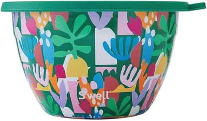 S'well Stainless Steel Salad Bowl Kit 64oz, Peacock Blue, Comes with 2oz Mini Canister and Removable Tray for Organization, Leakproof, Easy to Clean, Dishwasher Safe