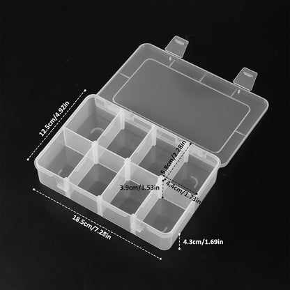 8 Grids Plastic Compartment Storage Box with Adjustable Divider Clear Plastic Organizer Box Divided Storage Containers Removable Grid Compartment Container for Jewelry Crafts Hardware Small Parts