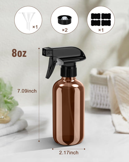 Bontip Glass Spray Bottle 16 oz for Cleaning, Plants (2 Pack, Amber)