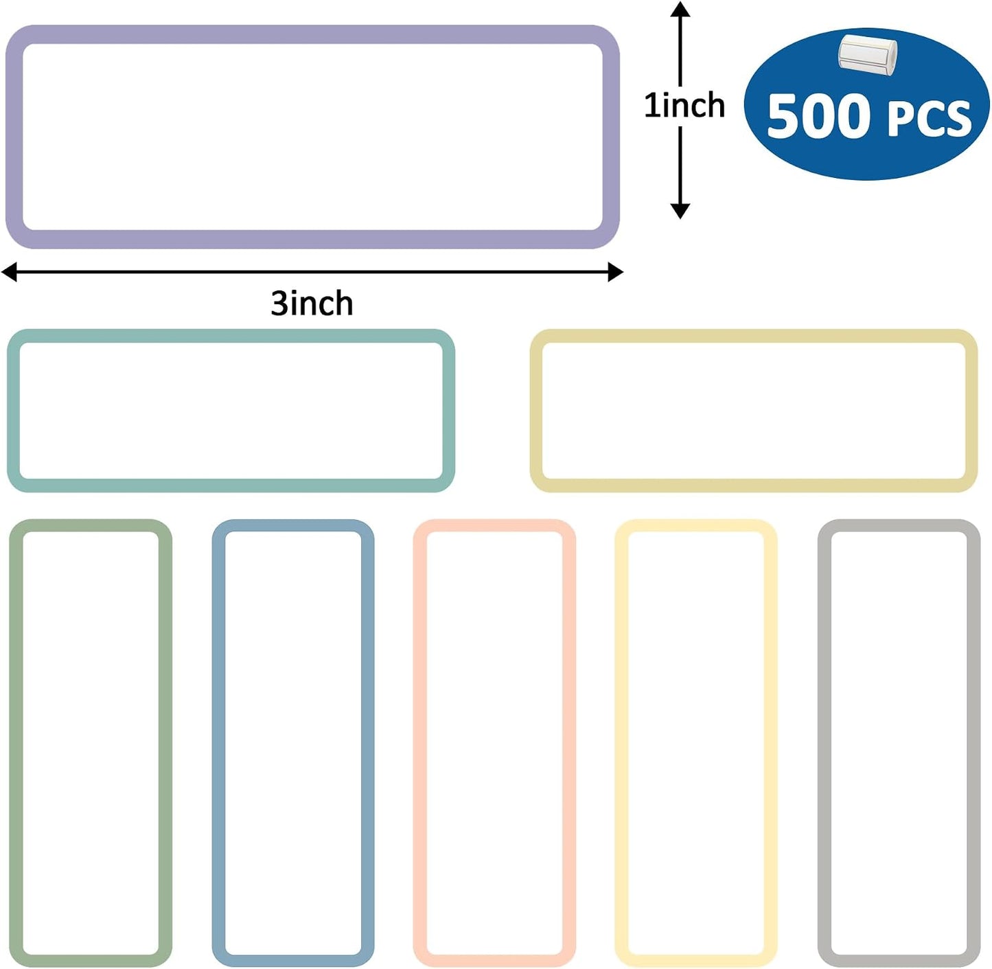 500 Pcs 1×3 Inch Removable Freezer Labels, Waterproof, Oil & Tear Resistant, No Residue Writable Stickers for Food Containers, Jars, Pantry and Meal Prep (Boho-Date)